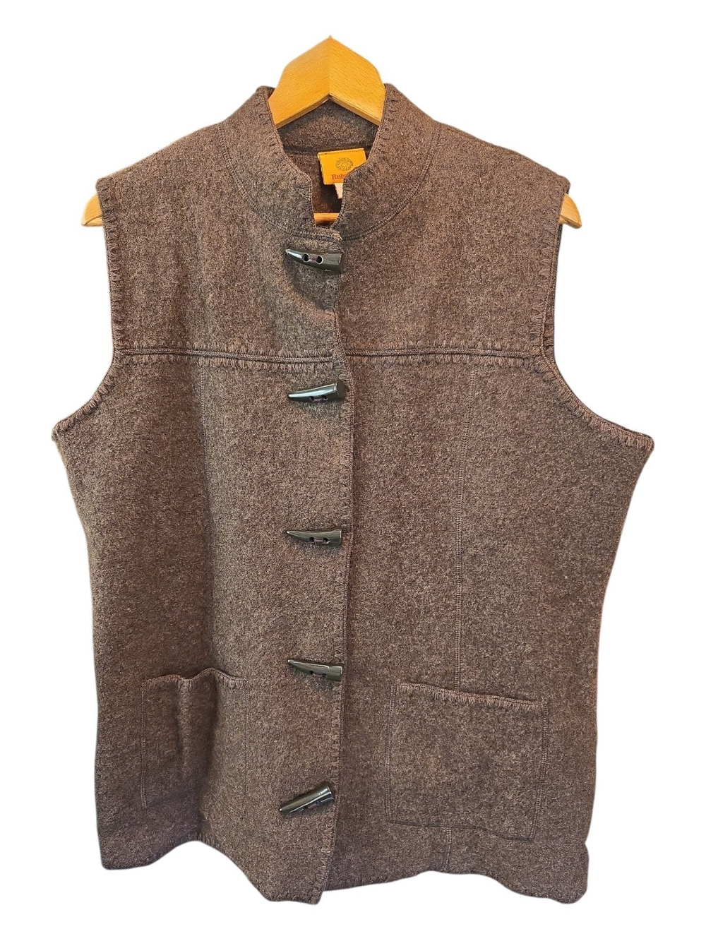 Ruby Rd. Women's Brown 100% Wool Horn Toggle Vest